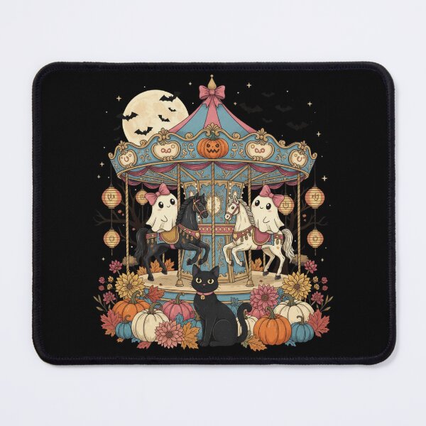 Item preview, Cute Halloween Ghost Carousel Spooky Black Cat Trick-Or-Treat designed and sold by CF_VintageDesign.