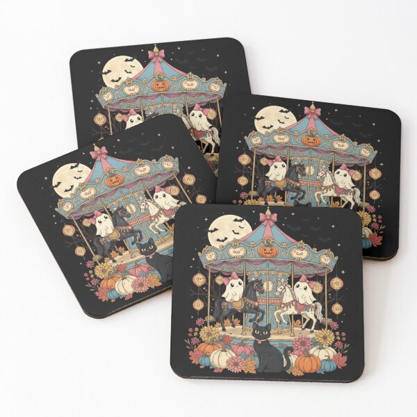 Item preview, Cute Halloween Ghost Carousel Spooky Black Cat Trick-Or-Treat designed and sold by CF_VintageDesign.