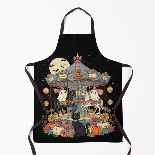 Item preview, Cute Halloween Ghost Carousel Spooky Black Cat Trick-Or-Treat designed and sold by CF_VintageDesign.