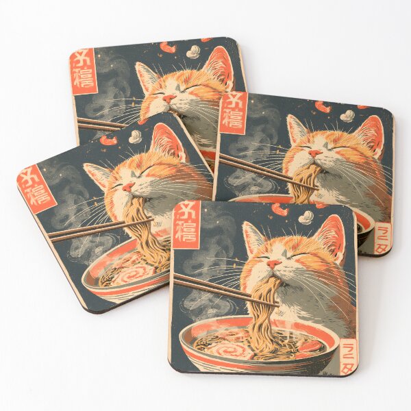 Item preview, Cute Ramen Cat Japanese Ukiyoe Noodle Art designed and sold by GrinGalore.