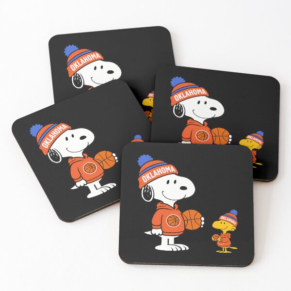 Aperçu de l'œuvre Oklahoma City Thunder, Snoopy et le basket-ball de Woodstock créée et vendue par Nahkolahmom.