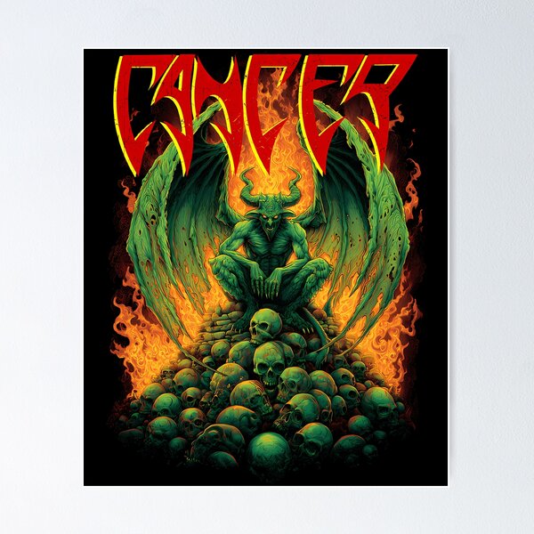Item preview, Horned Demon Sitting Atop Pile Of Skulls In Flames designed and sold by GarrisonKling1.