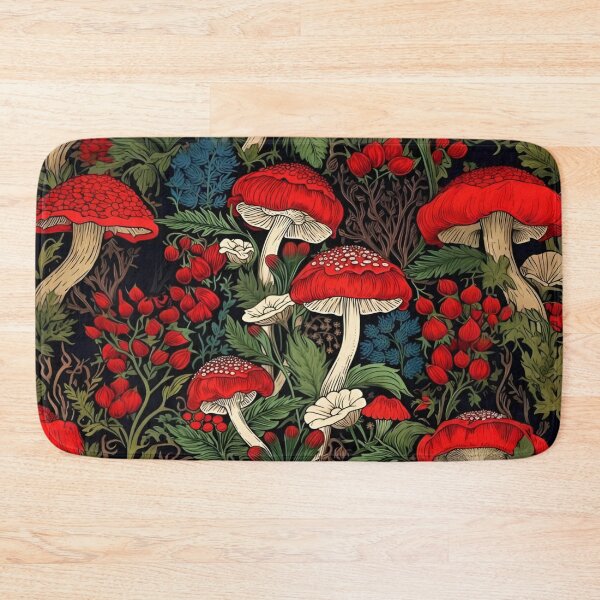 Item preview, A Vibrant and Intricate Red Mushrooms Surrounded by Lush Greenery Seamless Patterns Forest Vibe designed and sold by Matt_Smith.