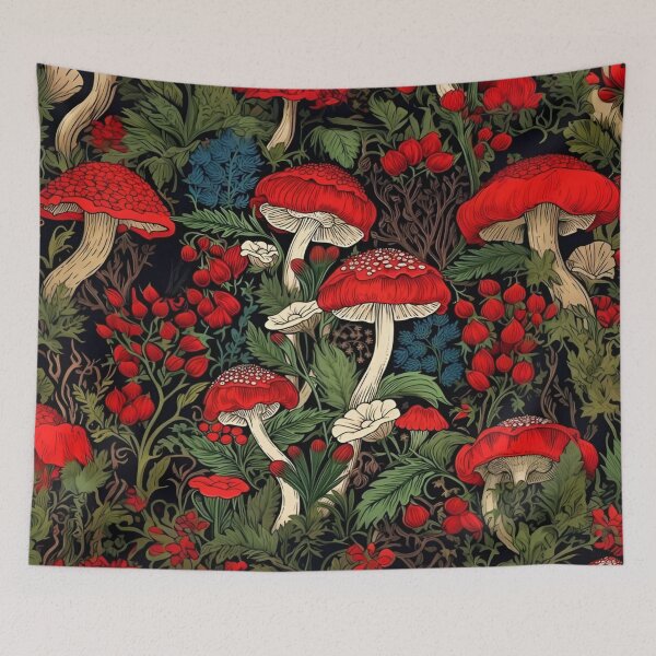 Item preview, A Vibrant and Intricate Red Mushrooms Surrounded by Lush Greenery Seamless Patterns Forest Vibe designed and sold by Matt_Smith.