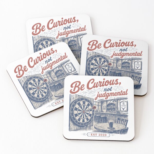 Item preview, Be curious, not judgmental, Retro style dartboard and pub designed and sold by Olena Du.
