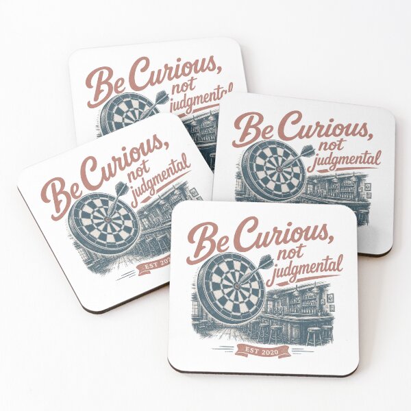 Item preview, Be curious, not judgmental, Retro style dartboard and dart designed and sold by Olena Du.