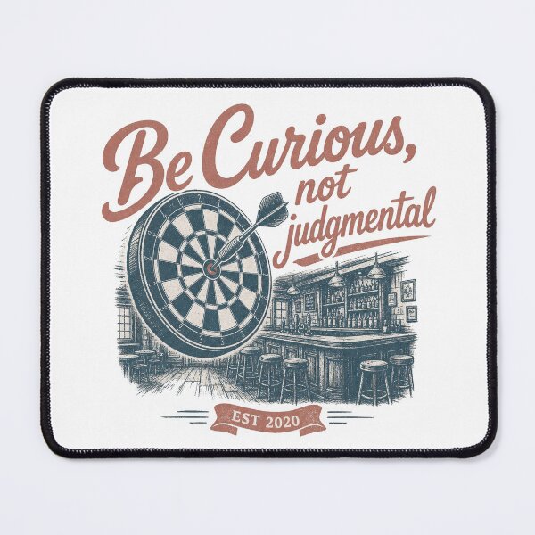 Item preview, Be curious, not judgmental, Retro style dartboard and dart designed and sold by Olena Du.