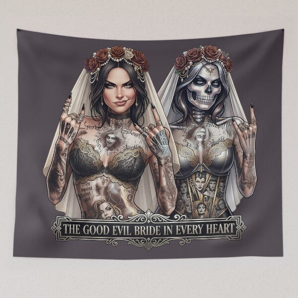Item preview, Brutal Evil Bride Tattoo Corset designed and sold by Voodoo Store Paranormal Collections.