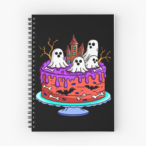 Item preview, Spooky Halloween Bakery Cake with Ghosts Haunted Castle Bats and Bones Vector Illustration designed and sold by RS4you.