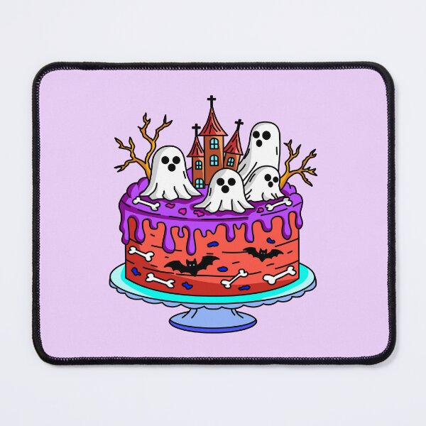 Item preview, Spooky Halloween Bakery Cake with Ghosts Haunted Castle Bats and Bones Vector Illustration designed and sold by RS4you.