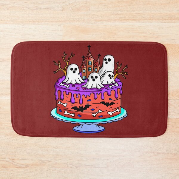 Item preview, Spooky Halloween Bakery Cake with Ghosts Haunted Castle Bats and Bones Vector Illustration designed and sold by RS4you.