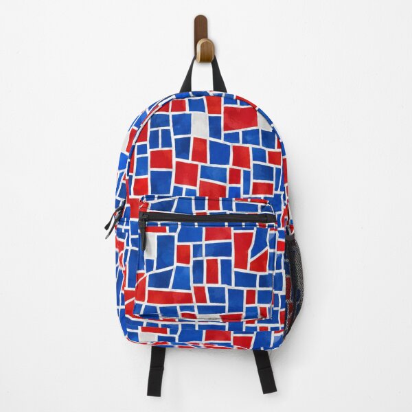 Item preview, Vibrant Red Blue White Geometric Mosaic Pattern designed and sold by zenjiinspired.