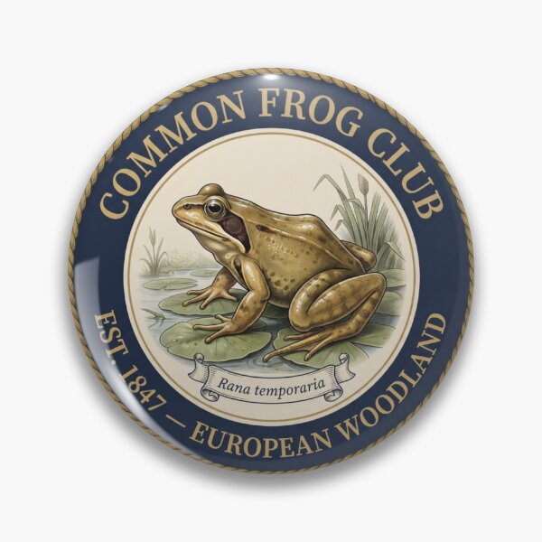 Item preview, Common Frog Club Vintage Badge Pond Wildlife designed and sold by CalmCapy Co.
