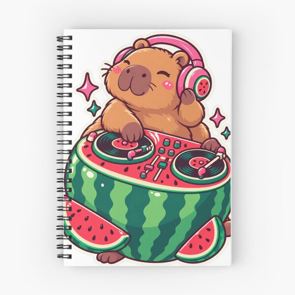 Item preview, Capybara DJ Watermelon designed and sold by StickyJoyStudio.