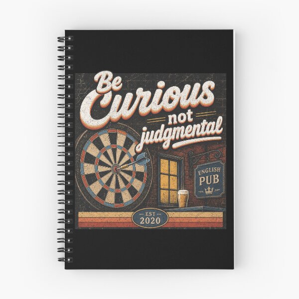 Item preview, Be curious, not judgmental, Retro style dartboard, dart, pub designed and sold by Olena Du.