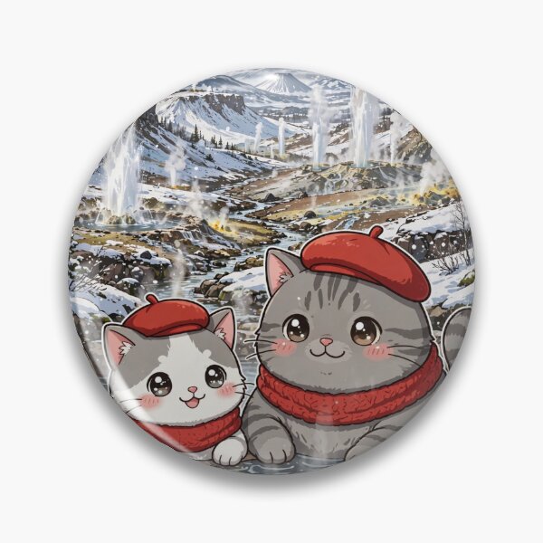 Item preview, Junior and Freda in Kamchatka Russia - Cute Cats in Hot Springs Sticker designed and sold by MAISON SYLVIE.