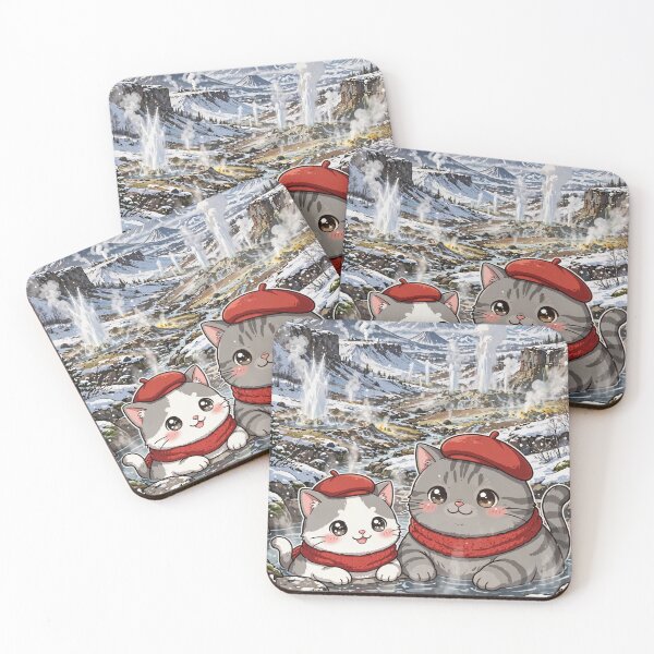 Item preview, Junior and Freda in Kamchatka Russia - Cute Cats in Hot Springs Sticker designed and sold by MAISON SYLVIE.