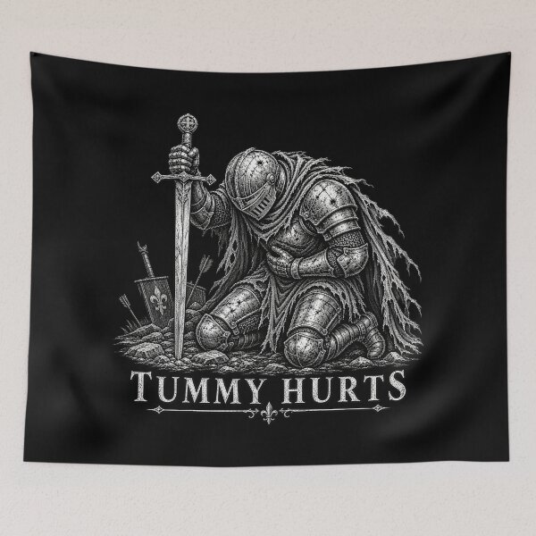 Item preview, Funny Medieval, Tummy Hurts Knight, Ironic Knight, Renaissance Meme, Medieval Humor, Fantasy Graphic designed and sold by Cchotlan.
