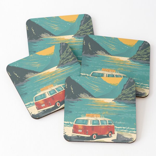 Item preview, intage Camper Van Road Trip - 70s Retro Travel Poster designed and sold by Artdavesalzburg.