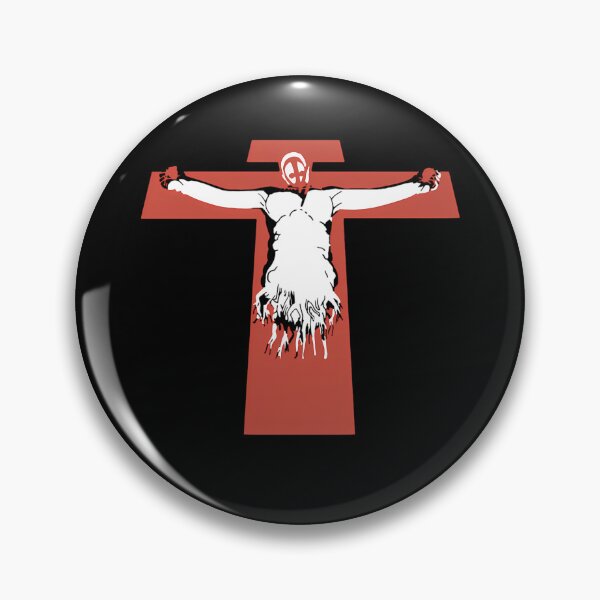 Item preview, White Figure With Mask Crucified On Red Cross designed and sold by RebaBechtelar.