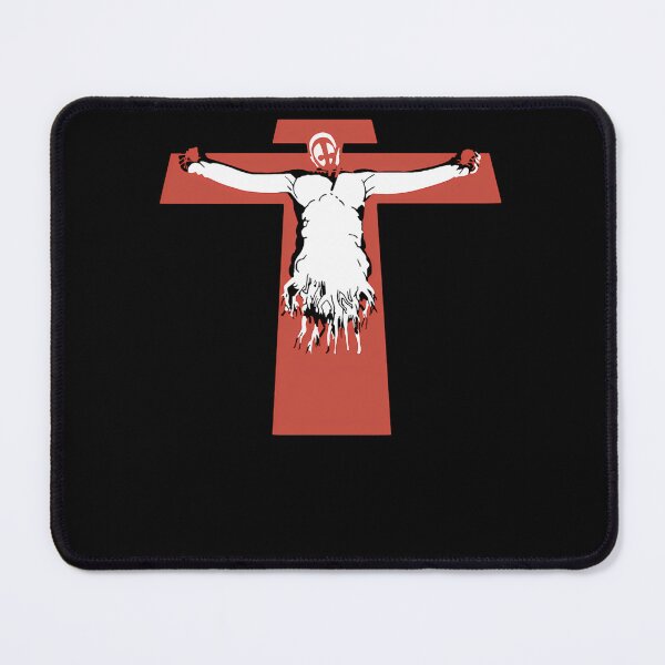 Item preview, White Figure With Mask Crucified On Red Cross designed and sold by RebaBechtelar.