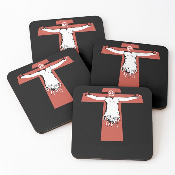 Item preview, White Figure With Mask Crucified On Red Cross designed and sold by RebaBechtelar.