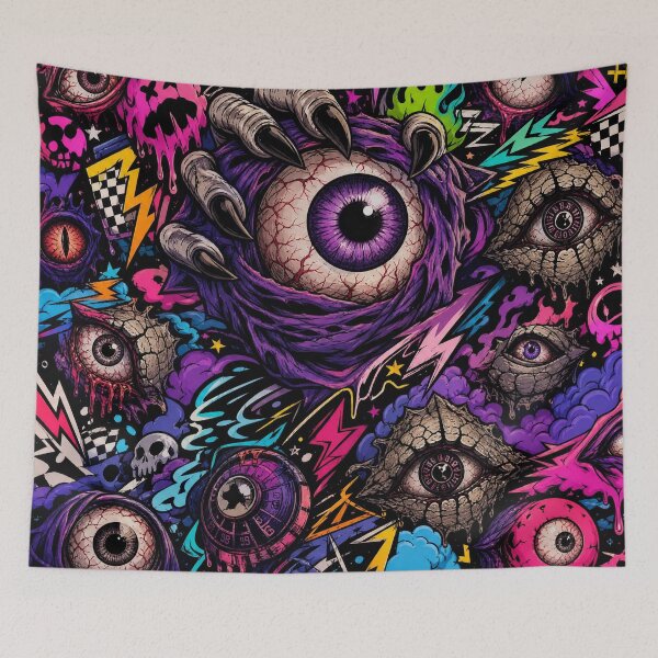 Item preview, Neon Monster Eyes & Claws - Halloween Streetwear Graphic designed and sold by Simon-art-land.