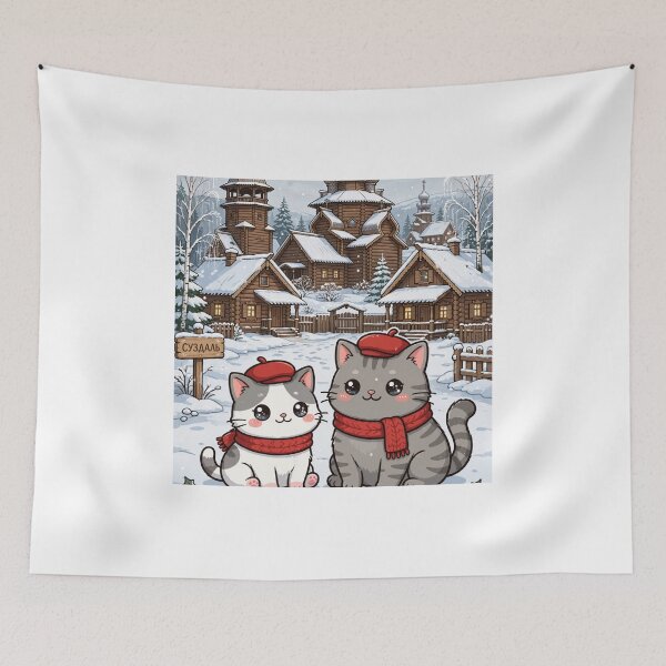 Item preview, Junior and Freda at Peterhof Palace Russia - Cute Cats with Parasols Sticker designed and sold by MAISON SYLVIE.