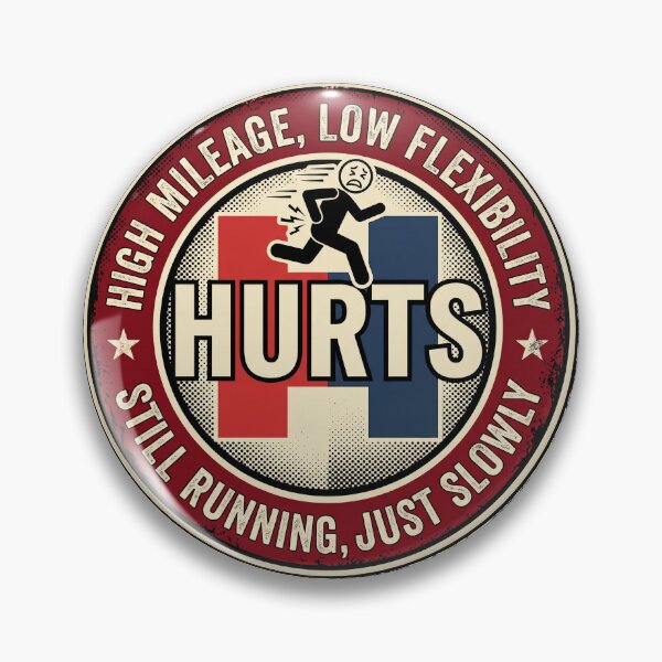 Item preview, High Mileage Low Flexibility Funny Slow Runner Retro Badge designed and sold by AdyKurniawan.