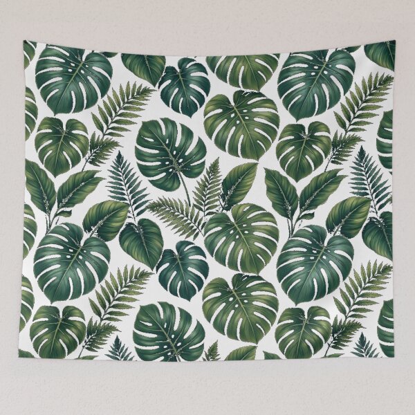 Item preview, Dark Moody Tropical Monstera & Fern Pattern designed and sold by Dabis26.