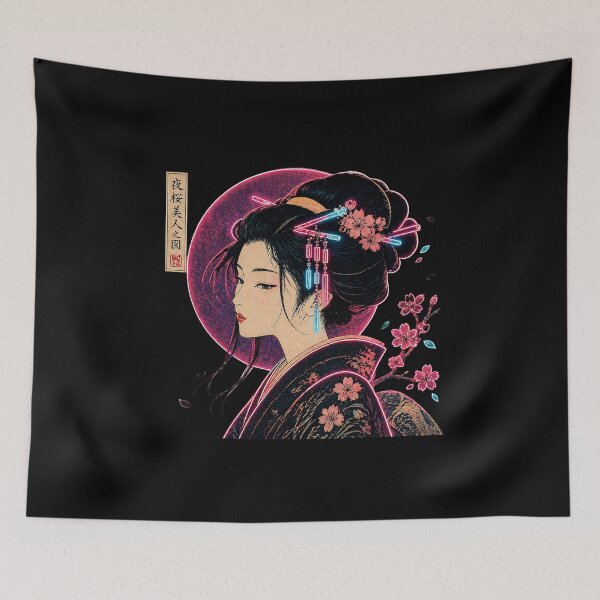 Item preview, Neon Ukiyo-e Sakura Beauty Portrait designed and sold by TOKYOSTUDIO.