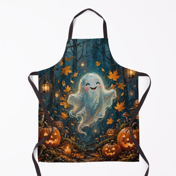 Item preview, Cute Halloween Ghost in Enchanted Autumn Forest | Kawaii Pumpkin Ghost designed and sold by cr6zym1nd.