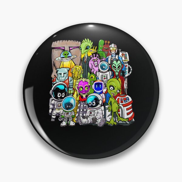 Item preview, Space Aliens Robots Monsters And Astronauts Doodle Gang designed and sold by ValerieEmard.
