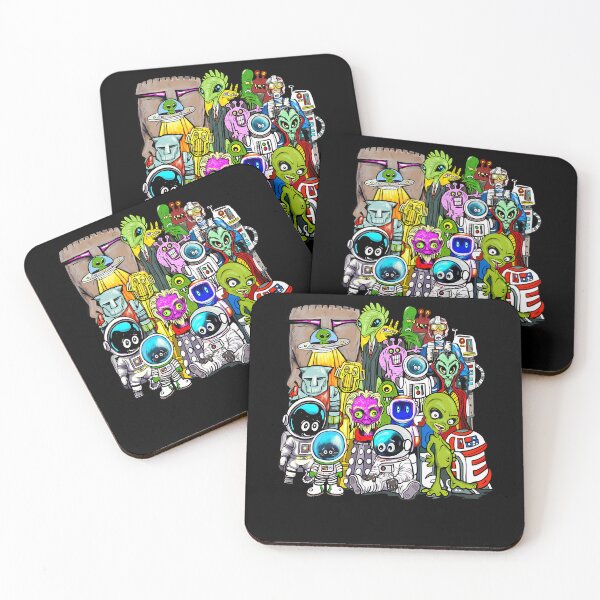 Item preview, Space Aliens Robots Monsters And Astronauts Doodle Gang designed and sold by ValerieEmard.