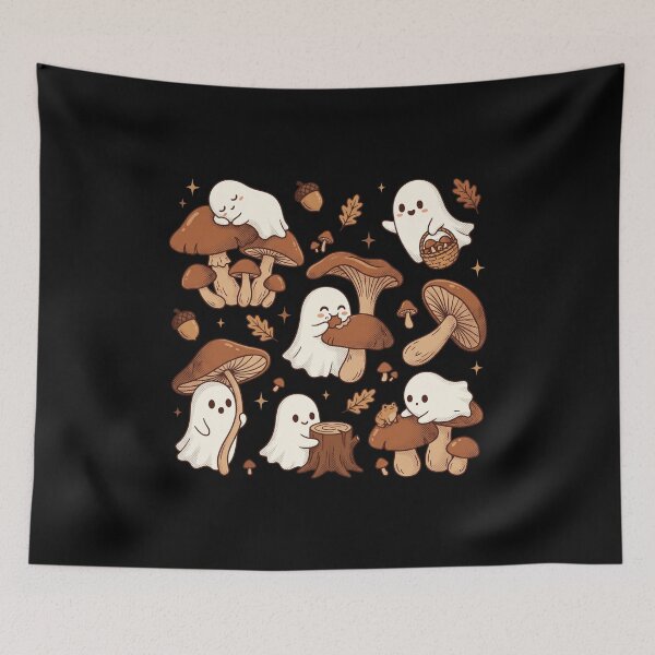 Item preview, Cute Cottagecore Ghost and Mushroom Autumn Aesthetic designed and sold by AdyKurniawan.
