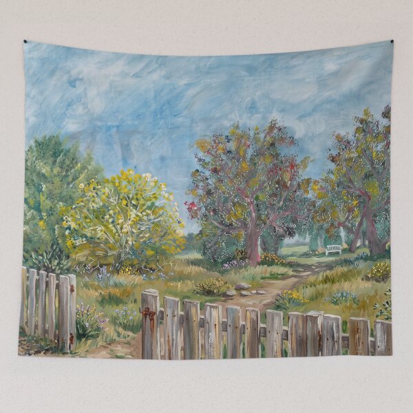 Item preview, Neighbour's trees - enhanced by AI designed and sold by Margo Humphries.