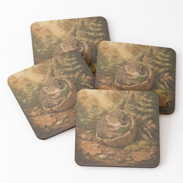 Item preview, Hedgehog Reading in Walnut Shell designed and sold by PictorialWhimsy.