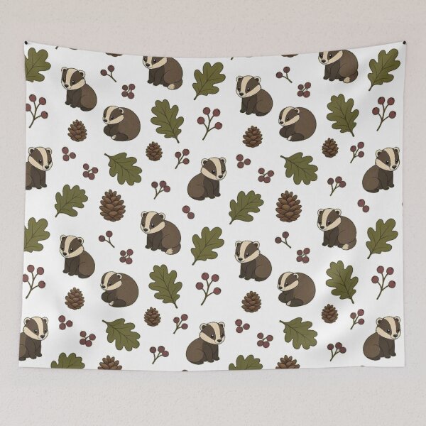 Item preview, Cute Woodland Badger & Pinecone Seamless Pattern designed and sold by Dabis26.