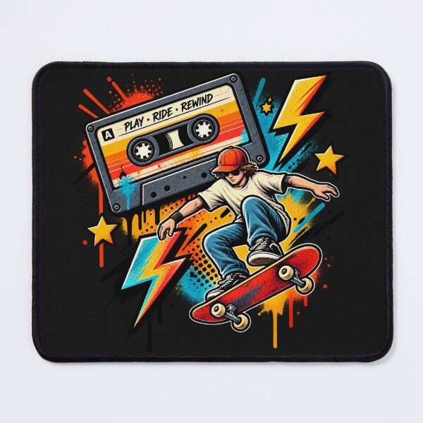 Item preview, Retro Cassette Skateboard Lightning designed and sold by FABIOLA1970.