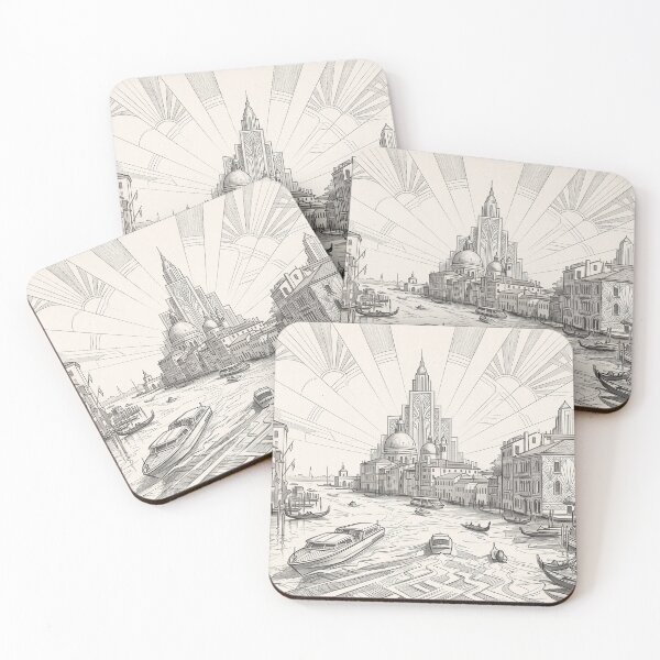 Item preview, Venice Grand Canal Vintage Art Deco Pencil Sketch designed and sold by ArtworkNorth.