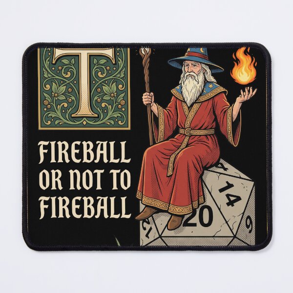 Item preview, Fireball Or Not To Fireball Funny Wizard D20 RPG Retro Fantasy designed and sold by AdyKurniawan.