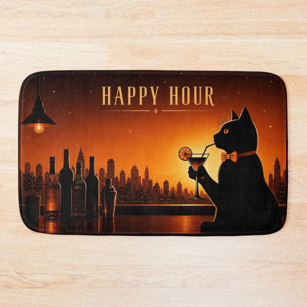 Item preview, Happy Hour Cat | Black Cat Cocktail Night designed and sold by lbl-shop.