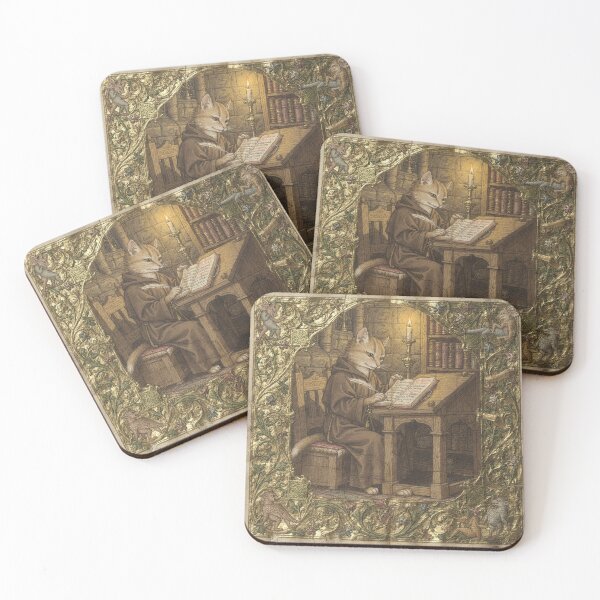 Item preview, Cat Scribe by Candlelight designed and sold by PictorialWhimsy.