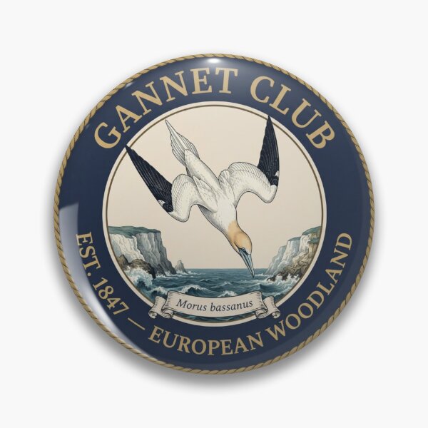 Item preview, Gannet Club Vintage Badge European Coastal Bird designed and sold by CalmCapy Co.
