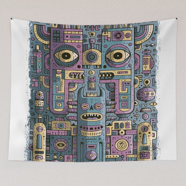 Item preview, Intricate Alien Robot Totem Design designed and sold by Romgora.