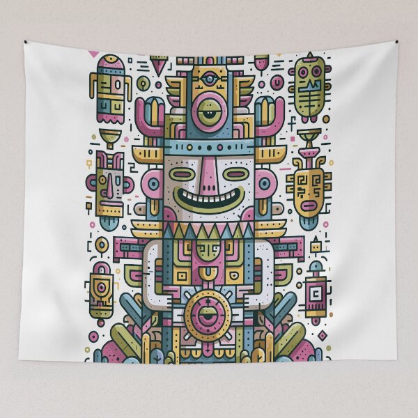 Item preview, Vibrant Geometric Spirit Totem Art designed and sold by Romgora.