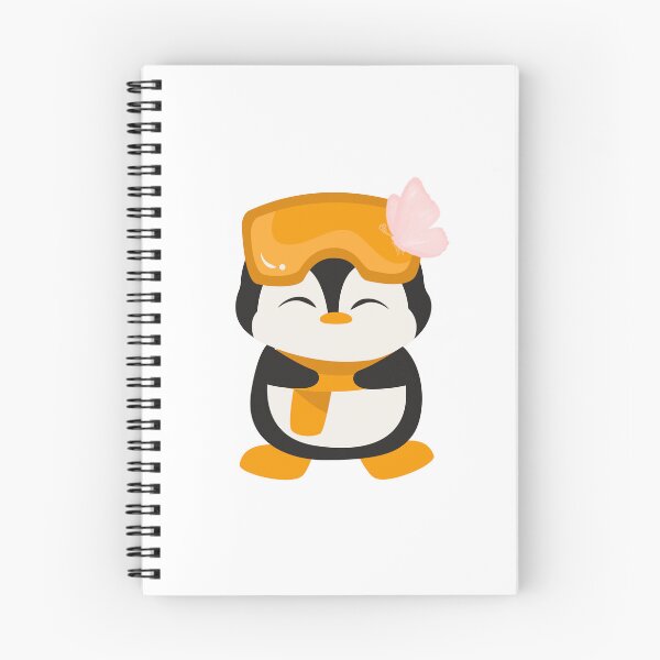 Item preview, Cute Penguin with Orange Scarf and Butterfly - Kawaii Animal Illustration designed and sold by WhiskerandQuill.