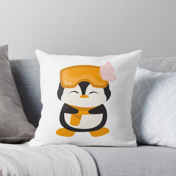 Item preview, Cute Penguin with Orange Scarf and Butterfly - Kawaii Animal Illustration designed and sold by WhiskerandQuill.