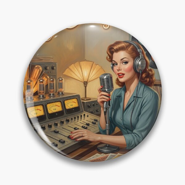 Item preview, On The Air 1950s Radio Host Studio Pin-Up designed and sold by ThirdShiftLab.