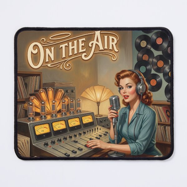 Item preview, On The Air 1950s Radio Host Studio Pin-Up designed and sold by ThirdShiftLab.